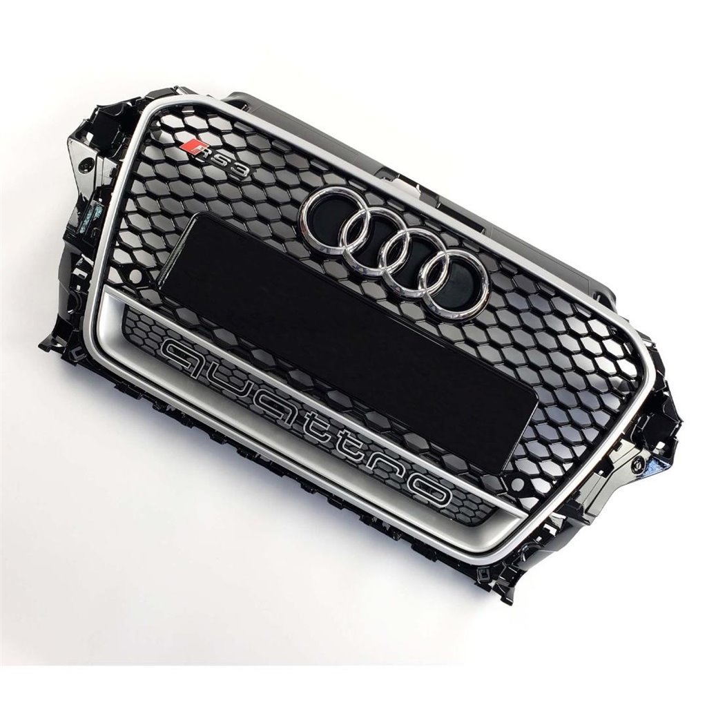 Audi RS3 Quattro Frontstoßstange Kühlergrill für Audi A3 2013-2016 Schwarz mit Grauer Umrandung-A3 Audi RS3 Quattro Frontstoßstange Kühlergrill für Audi A3 2013-2016 Schwarz mit Grauer Umrandung-A3