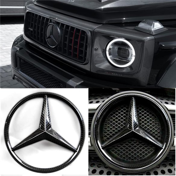 Emblemi a stella della griglia del radiatore in fibra di carbonio per Mercedes-Benz Classe G W463a W464 G-Wagon-Loghi ed emblemi Emblemi a stella della griglia del radiatore in fibra di carbonio per Mercedes-Benz Classe G W463a W464 G-Wagon-Loghi ed emblemi