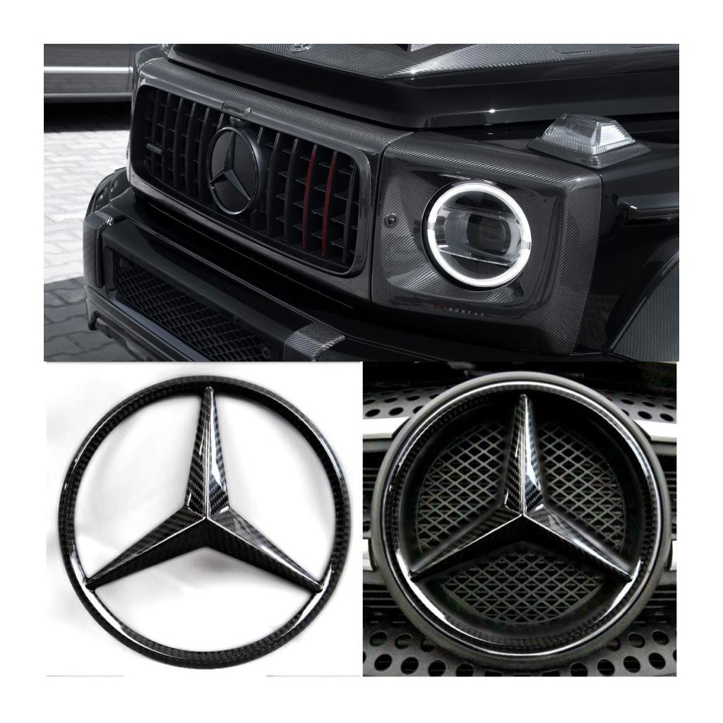 Emblemi a stella della griglia del radiatore in fibra di carbonio per Mercedes-Benz Classe G W463a W464 G-Wagon-Loghi ed emblemi Emblemi a stella della griglia del radiatore in fibra di carbonio per Mercedes-Benz Classe G W463a W464 G-Wagon-Loghi ed emblemi