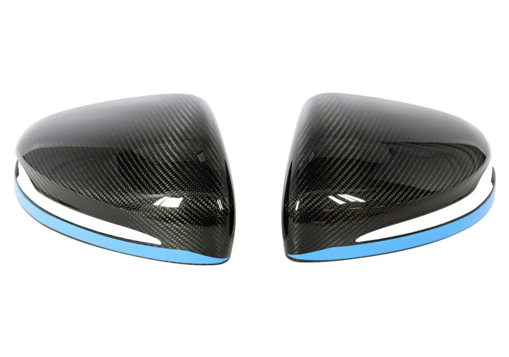 Copri specchietti in fibra di carbonio con striscia blu per Mercedes-Benz Classe G W463A W464 G63-Parti del corpo