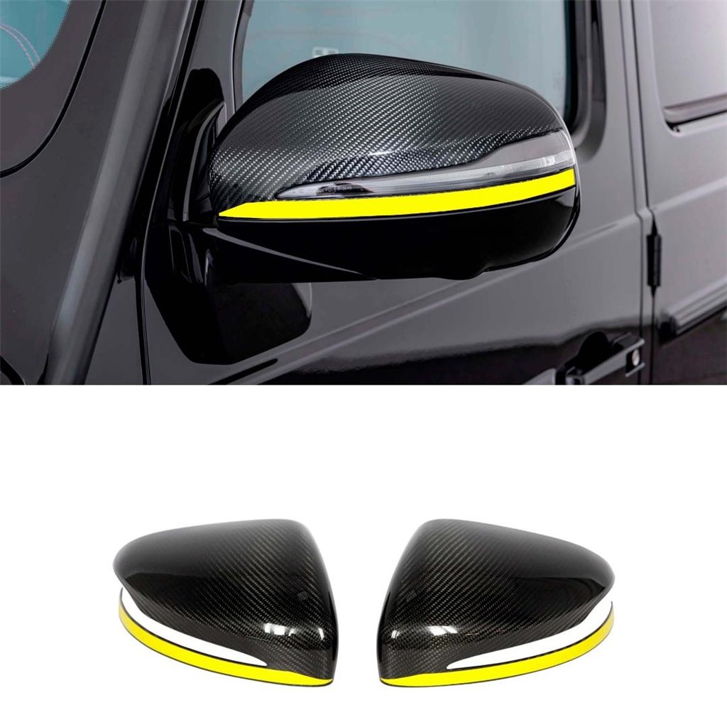 Calotte degli specchietti in carbonio con striscia gialla per Mercedes-Benz Classe G W463A W464 G63-Parti del corpo