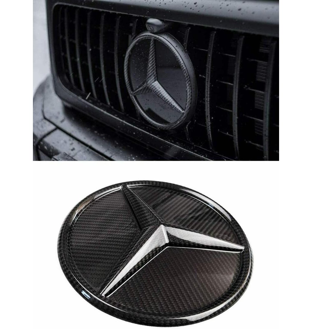 Griglia anteriore in fibra di carbonio stella stile solido distintivo logo emblema per Mercedes-Benz W463 G-Class G-Wagon-Loghi Griglia anteriore in fibra di carbonio stella stile solido distintivo logo emblema per Mercedes-Benz W463 G-Class G-Wagon-Loghi