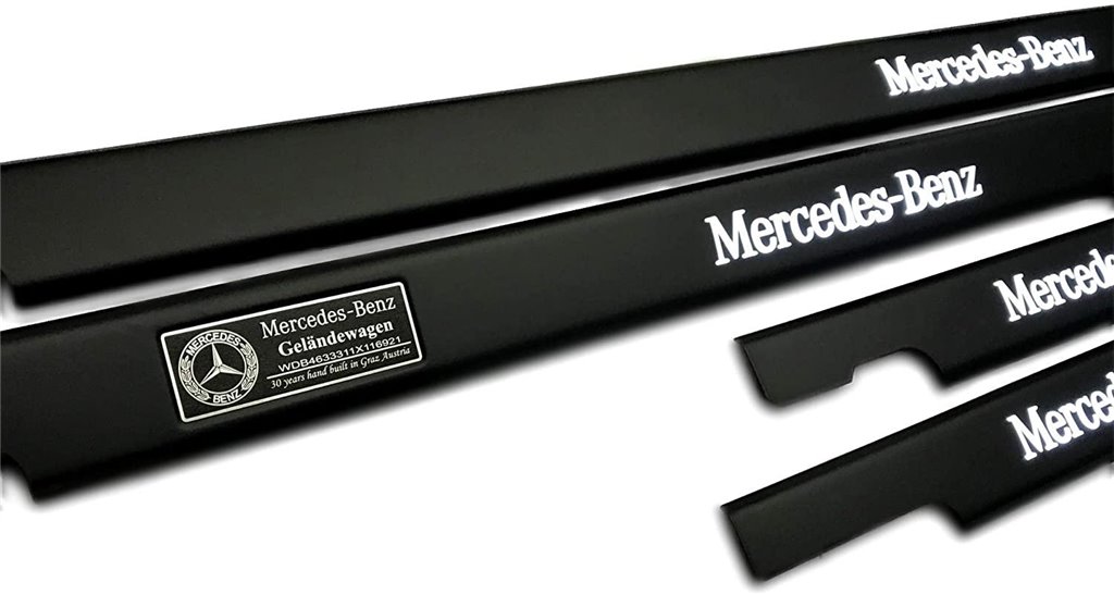 Finiture delle soglie delle porte illuminate a LED nero opaco per Mercedes-Benz G W463-Elementi di illuminazione Finiture delle soglie delle porte illuminate a LED nero opaco per Mercedes-Benz G W463-Elementi di illuminazione