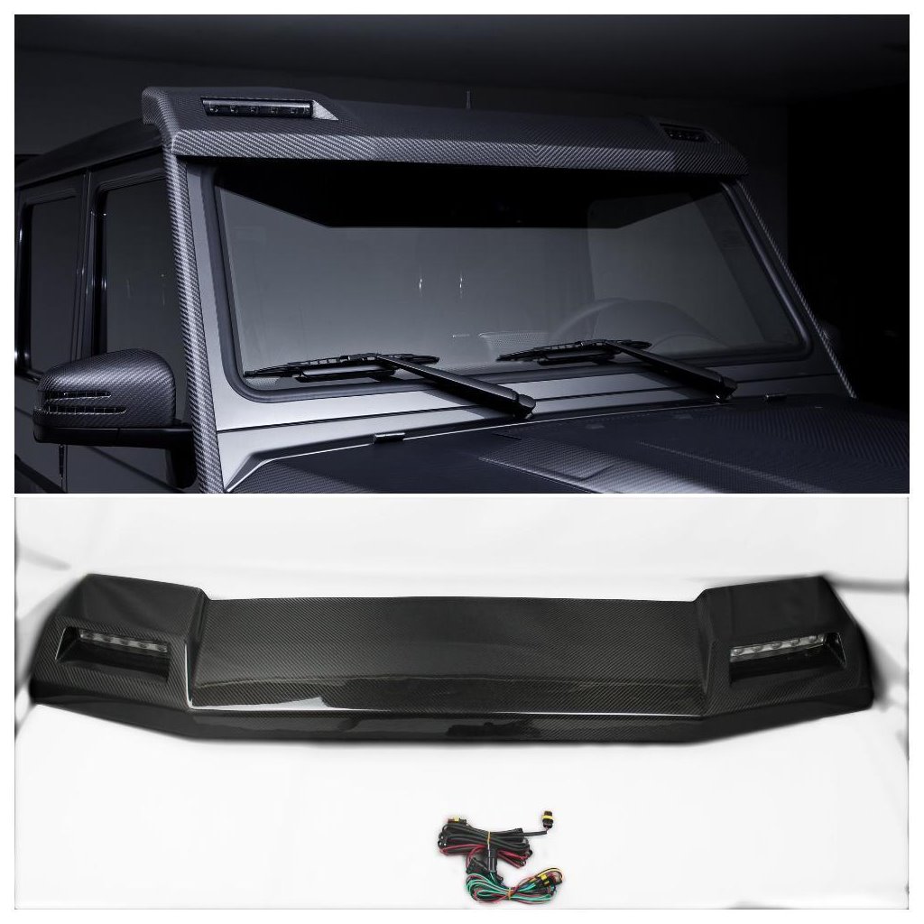 Kohlefaser Frontdachspoiler mit LEDs für Mercedes-Benz W463 G-Wagon 4x4 6x6-G Class W463 4x4 Kohlefaser Frontdachspoiler mit LEDs für Mercedes-Benz W463 G-Wagon 4x4 6x6-G Class W463 4x4