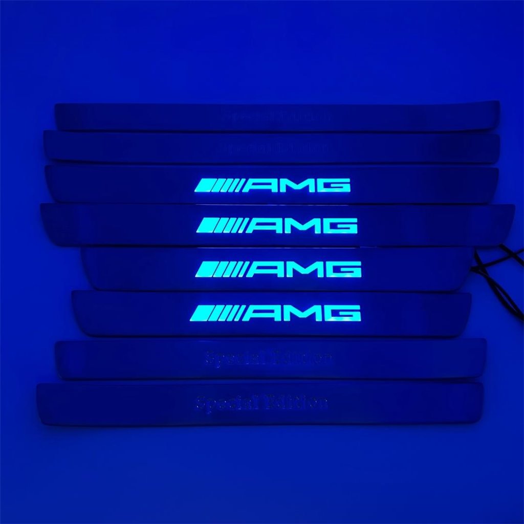 AMG blue LED Illuminated door sills 4 pcs for Mercedes-Benz W222-S Class W222 AMG blue LED Illuminated door sills 4 pcs for Mercedes-Benz W222-S Class W222