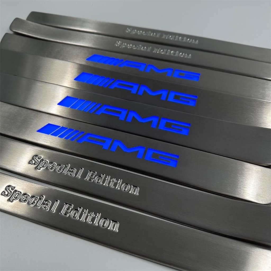 AMG blue LED Illuminated door sills 4 pcs for Mercedes-Benz W222-S Class W222 AMG blue LED Illuminated door sills 4 pcs for Mercedes-Benz W222-S Class W222
