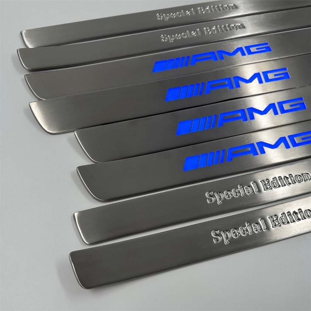 AMG blue LED Illuminated door sills 4 pcs for Mercedes-Benz W222-S Class W222 AMG blue LED Illuminated door sills 4 pcs for Mercedes-Benz W222-S Class W222
