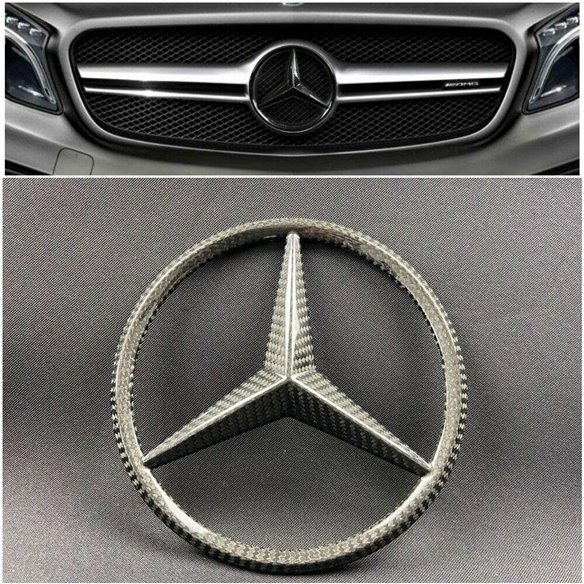 Griglia del radiatore in fibra di carbonio stile stella distintivo logo emblema per le auto Mercedes-Benz-Emblemi
