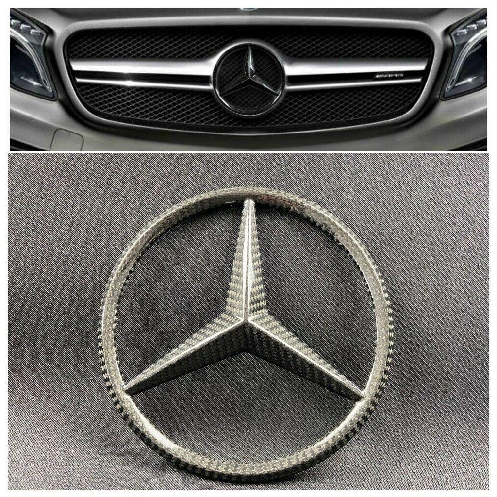 Griglia del radiatore in fibra di carbonio stile stella distintivo logo emblema per le auto Mercedes-Benz-Emblemi