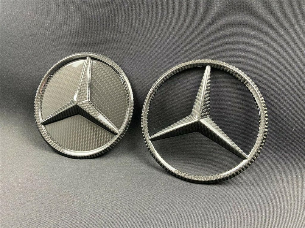 Griglia del radiatore in fibra di carbonio stile stella distintivo logo emblema per le auto Mercedes-Benz-Emblemi