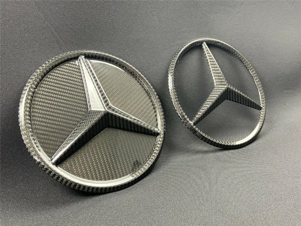 Griglia del radiatore in fibra di carbonio stile stella distintivo logo emblema per le auto Mercedes-Benz-Emblemi