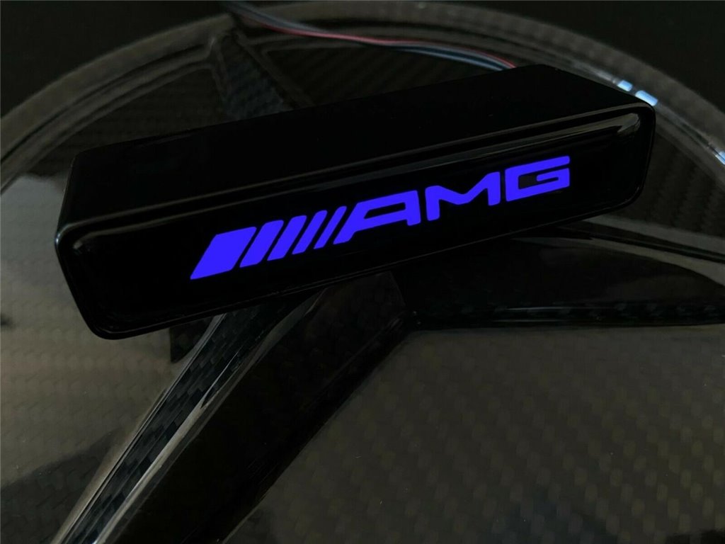 AMG Style BLUE Front Grille Badge Led Illuminated Logo for Mercedes-Benz cars-Emblems