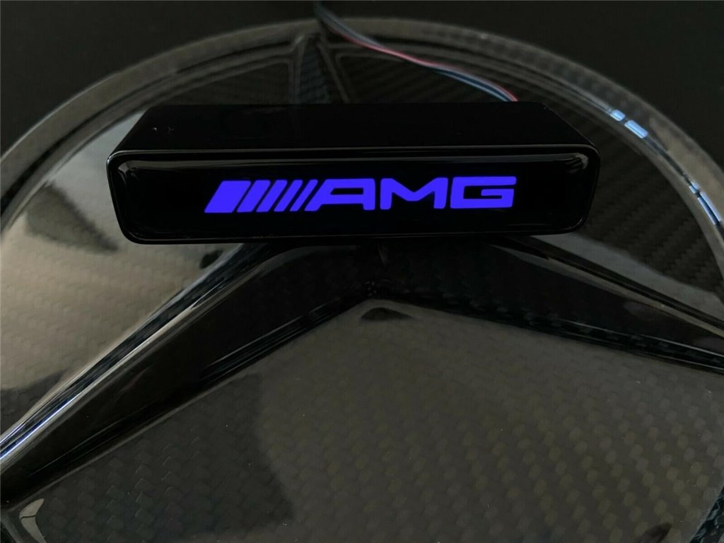 AMG Style BLUE Front Grille Badge Led Illuminated Logo for Mercedes-Benz cars-Emblems
