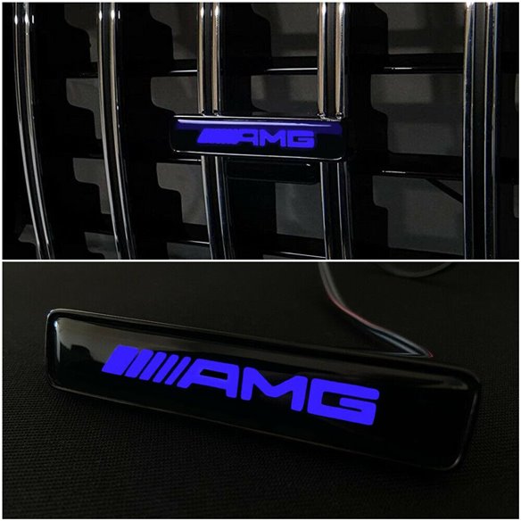 AMG Style BLUE Front Grille Badge Led Illuminated Logo for Mercedes-Benz cars-Emblems