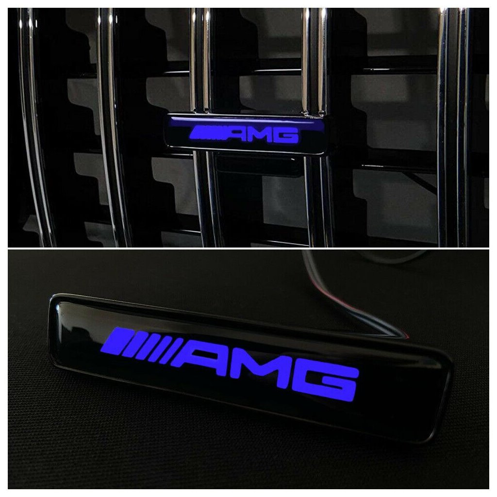 AMG Style BLUE Front Grille Badge Led Illuminated Logo for Mercedes-Benz cars-Emblems