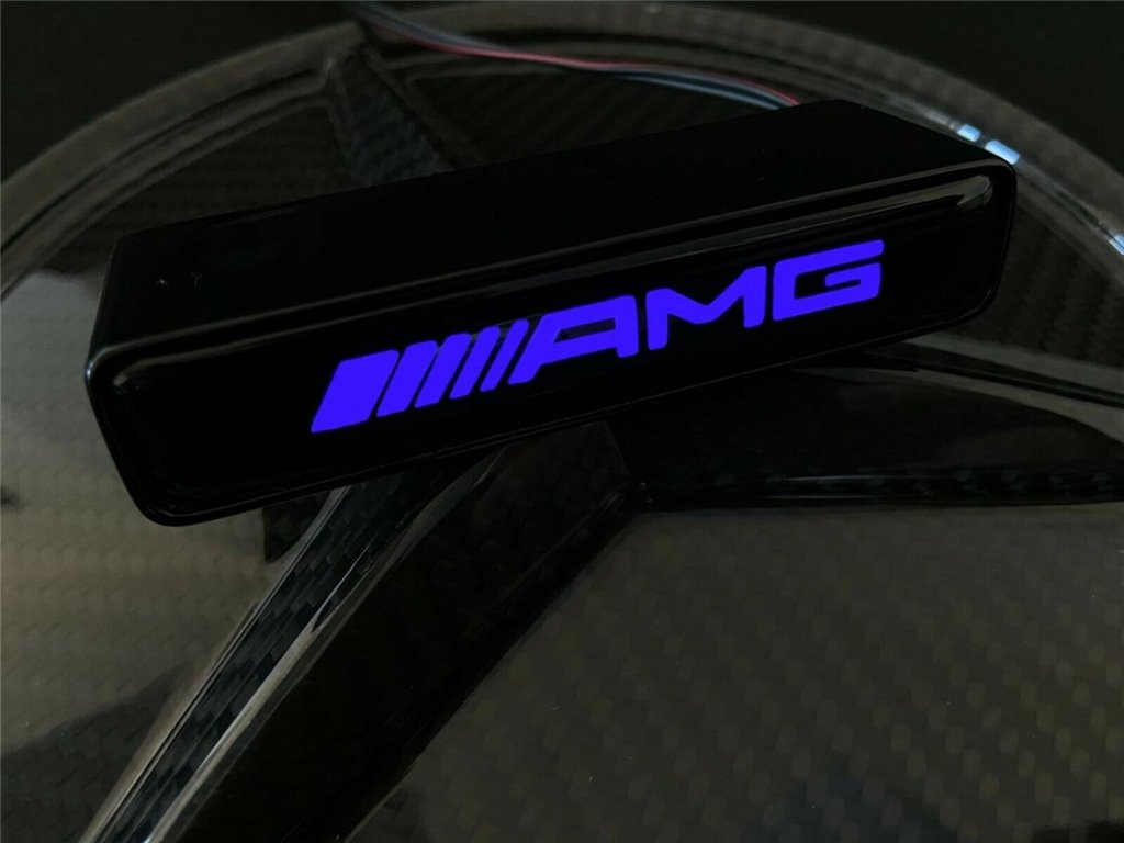 AMG Style BLUE Front Grille Badge Led Illuminated Logo for Mercedes-Benz cars-Emblems