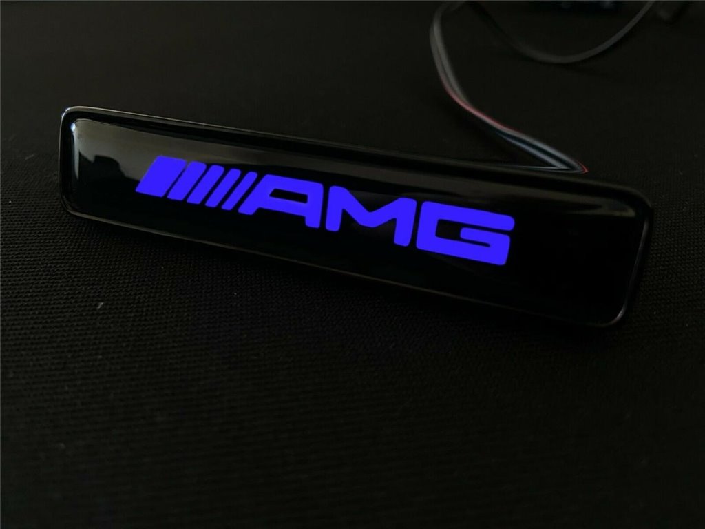 AMG Style BLUE Front Grille Badge Led Illuminated Logo for Mercedes-Benz cars-Emblems