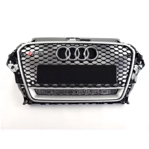 Audi RS3 Quattro Frontstoßstange Kühlergrill für Audi A3 2013-2016 Schwarz mit Grauer Umrandung-A3