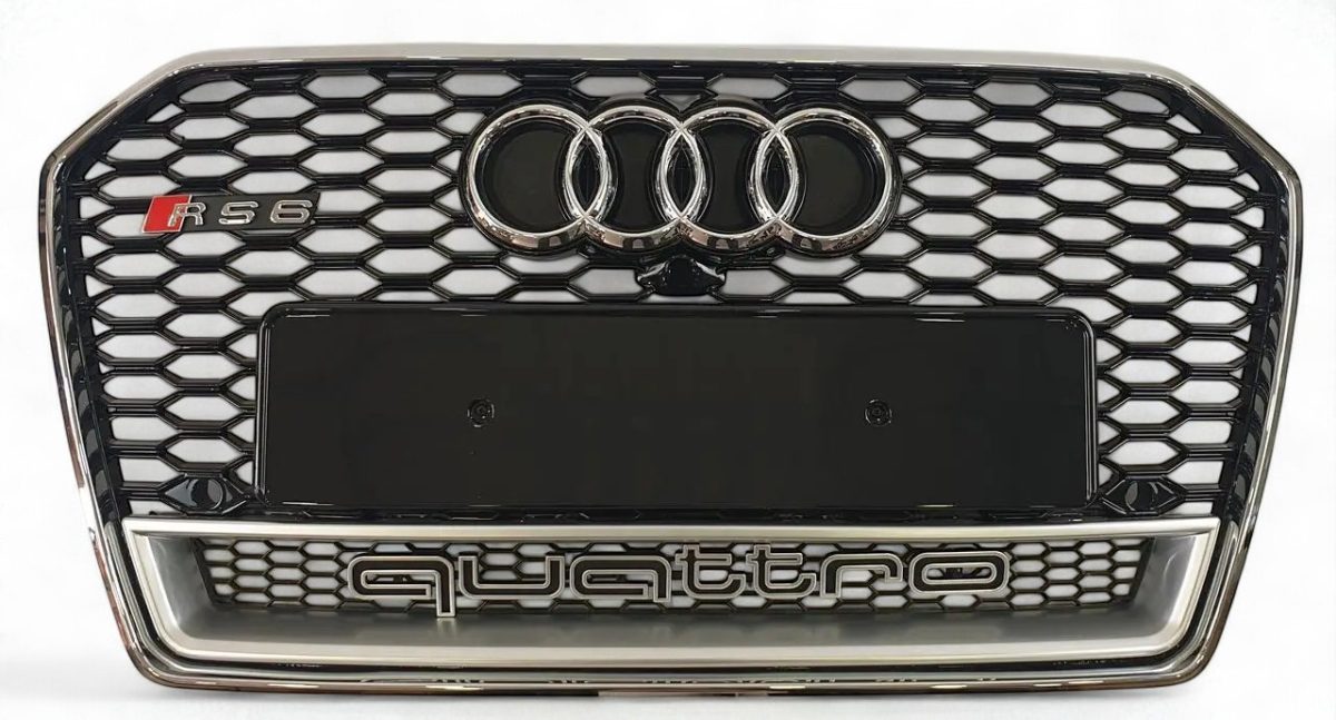 RS6 Chrome Quattro Front Bumper Radiator Grille for Audi A6 2012–2015 - Image 2