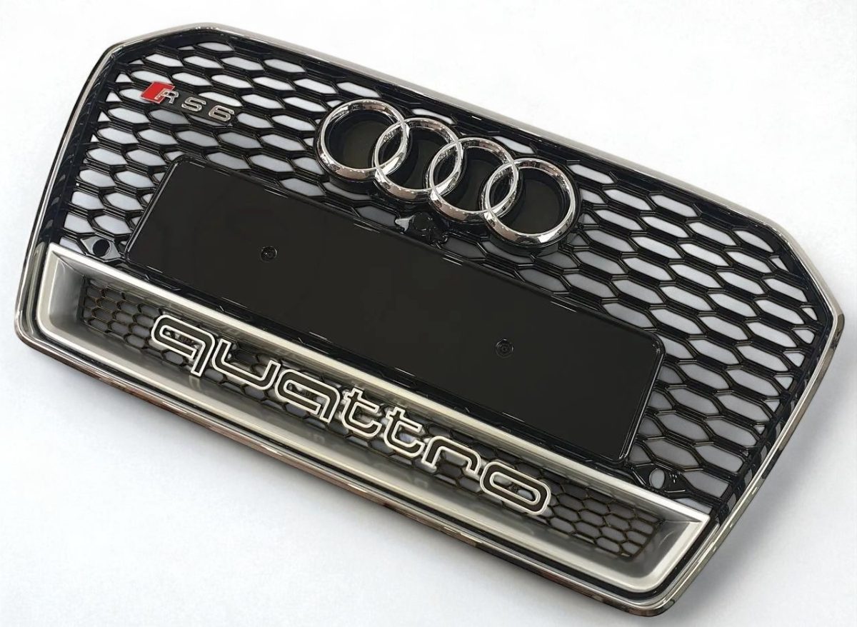 RS6 Chrome Quattro Front Bumper Radiator Grille for Audi A6 2012–2015 - Image 3