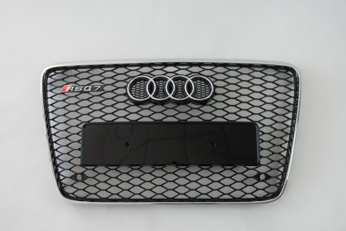 RSQ7 Chrome Front Bumper Radiator Grille for Audi Q7 2006–2015 RSQ7 Chrome Front Bumper Radiator Grille for Audi Q7 2006–2015 with honeycomb design, chrome finish, and perfect OEM fitment