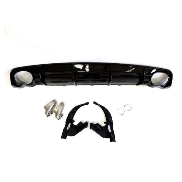 Kubay Design RS6 style rear diffuser with exhaust tips, glossy black finish — fits Audi A6 2016–2018, premium precision fitment.