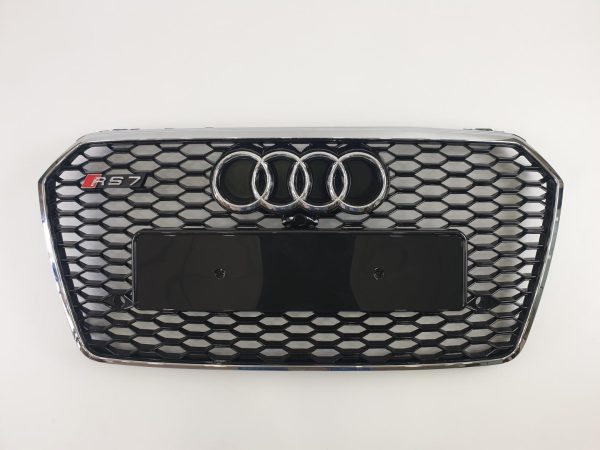 Kubay Design RS7 style honeycomb chrome front bumper radiator grille — fits Audi A7 2014–2017 with premium precision OEM fitment.