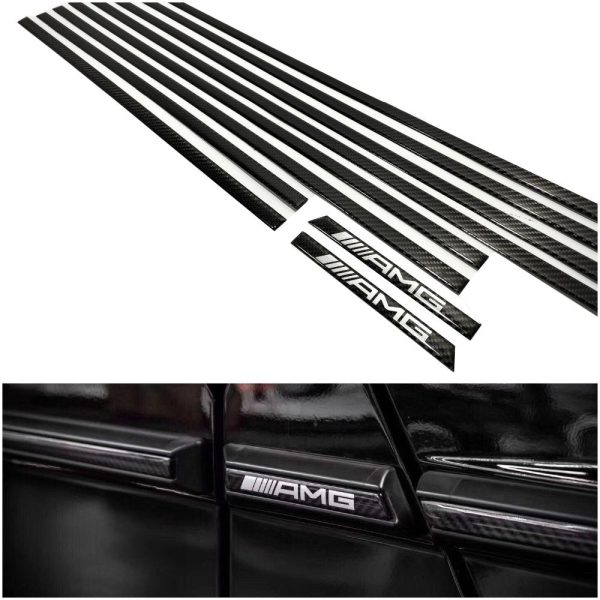 Kubay Design AMG carbon fiber side mouldings insertions set for Mercedes-Benz G-Class W463, 100% genuine carbon fiber with gloss weave finish, lightweight durable upgrade with OEM-style sporty precision fit.