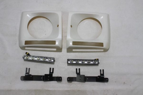 Headlight covers with integrated LED daytime running lights for Mercedes-Benz G-Class W463 1979–2018, modern front-end upgrade