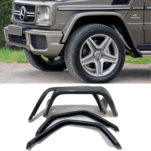 AMG style fender flares 12cm wide for Mercedes-Benz G-Class W463, ABS plastic widebody kit for aggressive stance and OEM fit