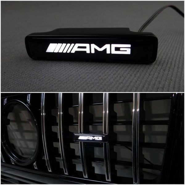 AMG LED grille white badge emblem logo for Mercedes-Benz G-Class W463, front grille upgrade with crisp white LED illumination and AMG styling