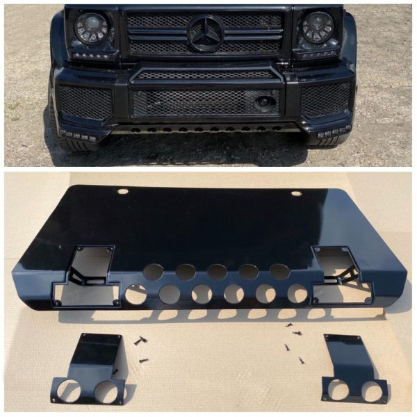 Front skid plate in black brushed stainless steel for Mercedes-Benz G-Class W463 2000–2017, heavy-duty underbody protection with rugged styling