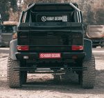 Rear skid plate with pipes in black stainless steel for Mercedes-Benz G-Class W463, heavy-duty underbody protection with rugged styling