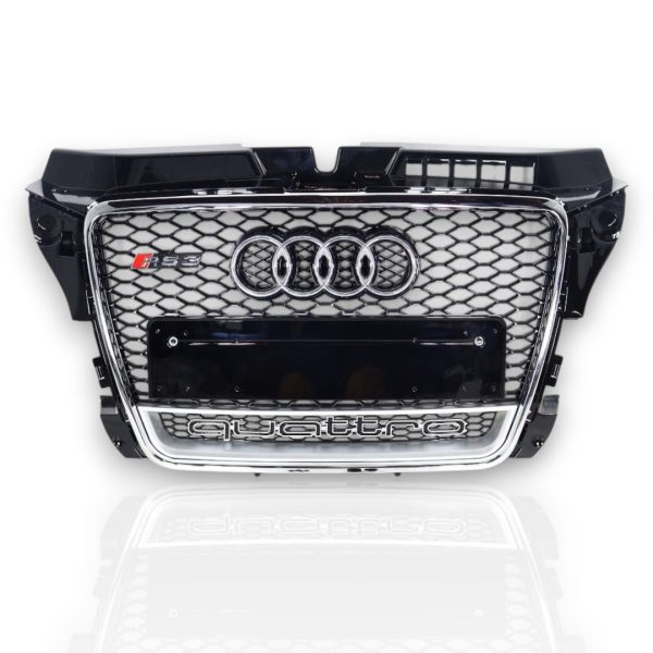 RS3 Quattro Style Chrome Front Radiator Grille for Audi A3 2008–2012