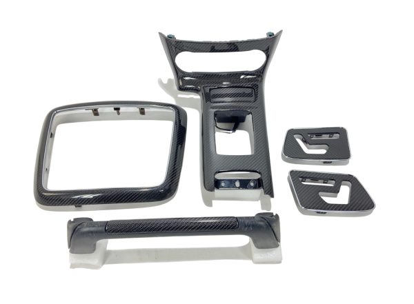 Carbon fiber dashboard trim panels replacement set for Mercedes-Benz G-Class W463, premium gloss UV-coated interior upgrade