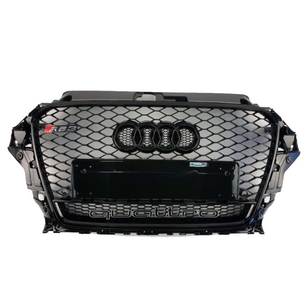 RS3 Style Honeycomb Front Grille with Quattro Logo for Audi A3 2013 2014 2015 2016