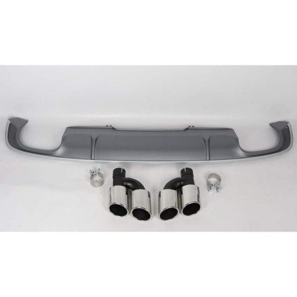 S Line S4 Style Silver Rear Diffuser with Exhaust Tips Audi A4 2015 2019