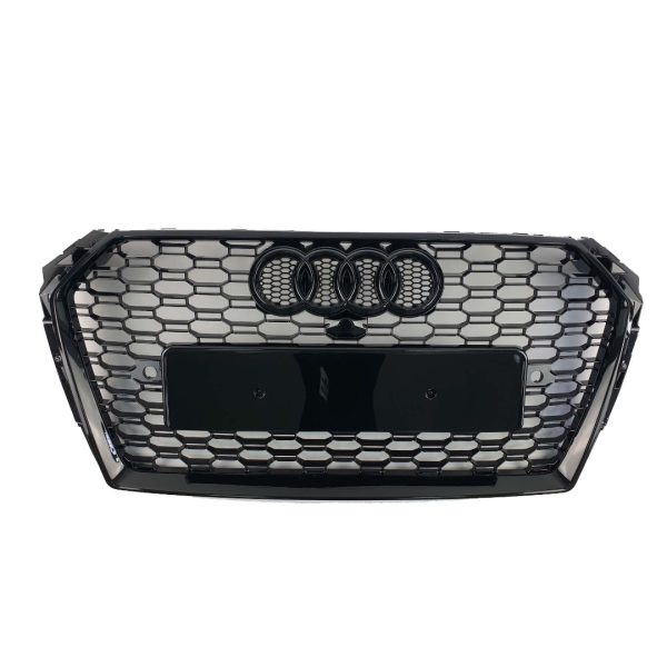 RS4 Style Black Front Radiator Grille for Audi A4 2015–2019