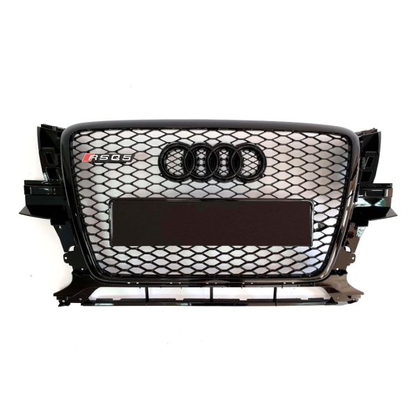 Kubay Design RSQ5 style honeycomb front bumper radiator grille with sleek black finish — fits Audi Q5 2008–2011, premium Quattro-inspired design.