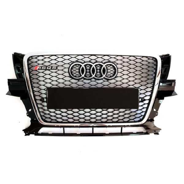 Kubay Design RSQ5 style honeycomb chrome front bumper radiator grille — fits Audi Q5 2008–2011, sporty Quattro-inspired premium design.