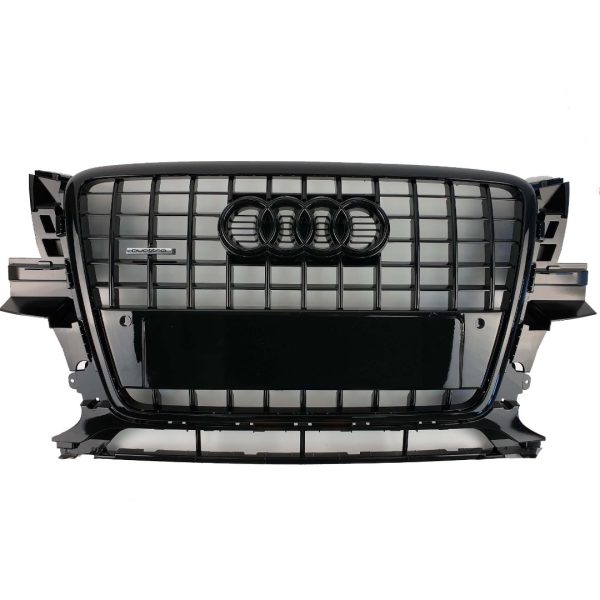 Kubay Design SQ5 style front bumper radiator grille with gloss black finish — fits Audi Q5 2008–2011, sporty Quattro-inspired design.