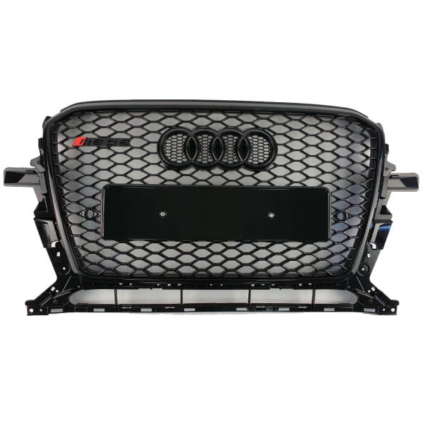 Kubay Design RSQ5 black honeycomb front bumper radiator grille with sleek gloss finish — fits Audi Q5 2012–2015, premium OEM precision upgrade.