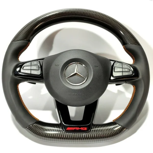 amg carbon leather flat bottom steering wheel mercedes w205
