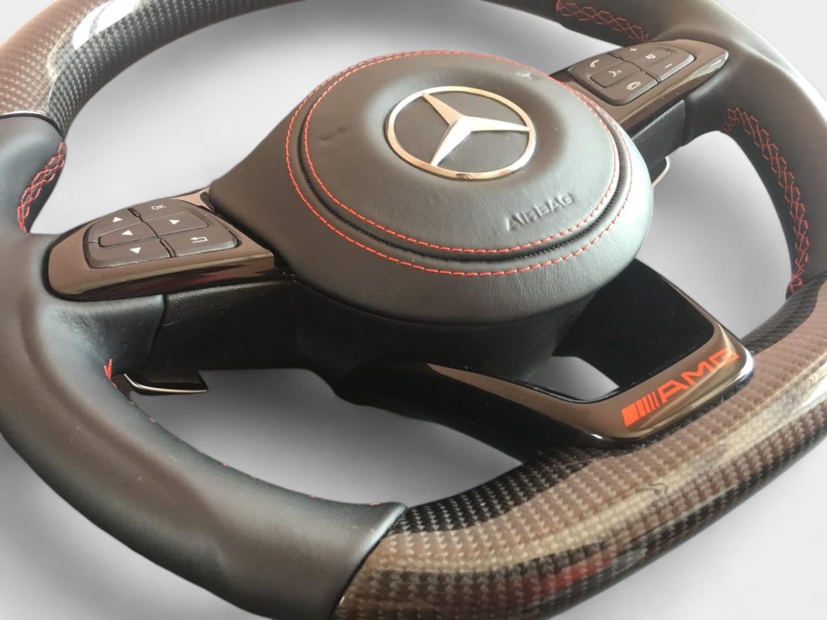 carbon and leather amg steering wheel mercedes benz