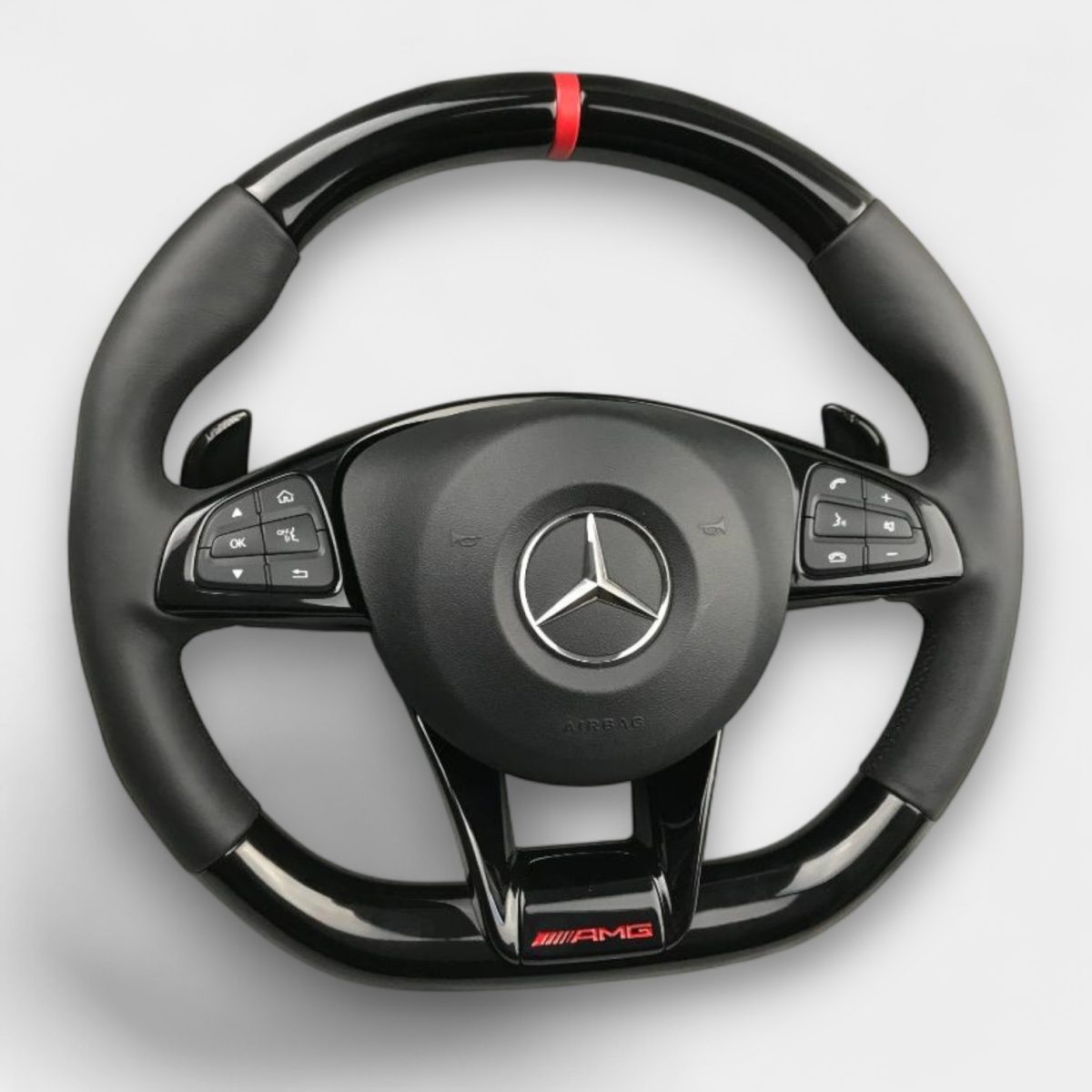 mercedes c class w205 amg piano black leather wheel