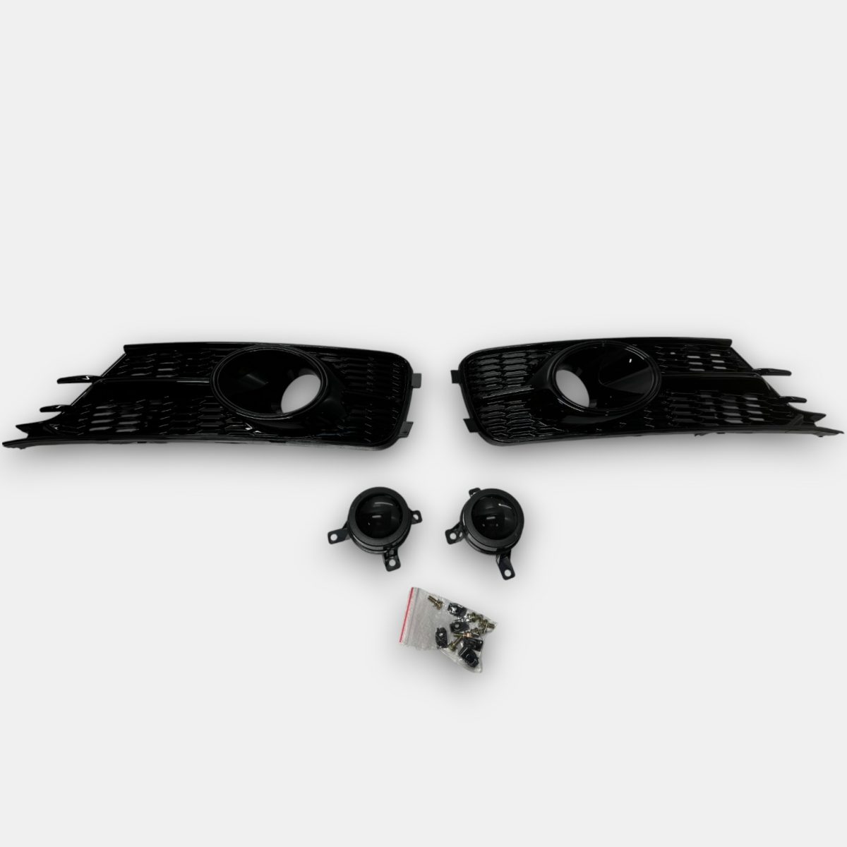 Black Style Fog Light Grilles for Audi A6 C7 S-Line 2014–2018 (1) Kubay Design black fog light grilles Audi A6 C7