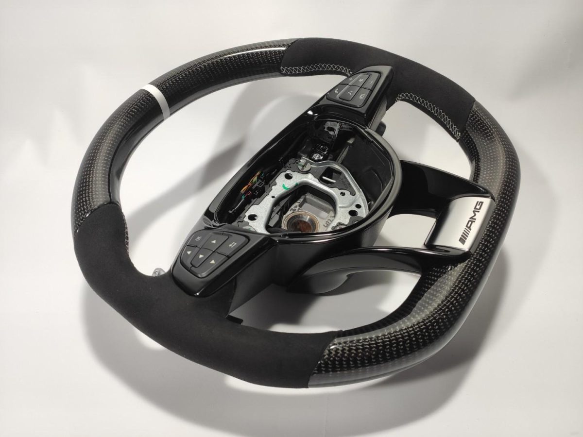 carbon top alcantara grip steering wheel mercedes