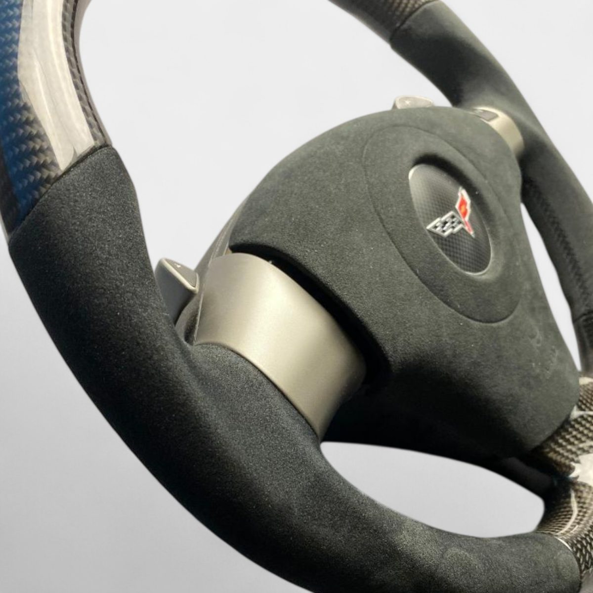 chevrolet corvette c6 carbon fiber alcantara steering wheel kubay design