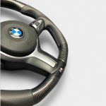BMW F30 flat bottom carbon wheel close up