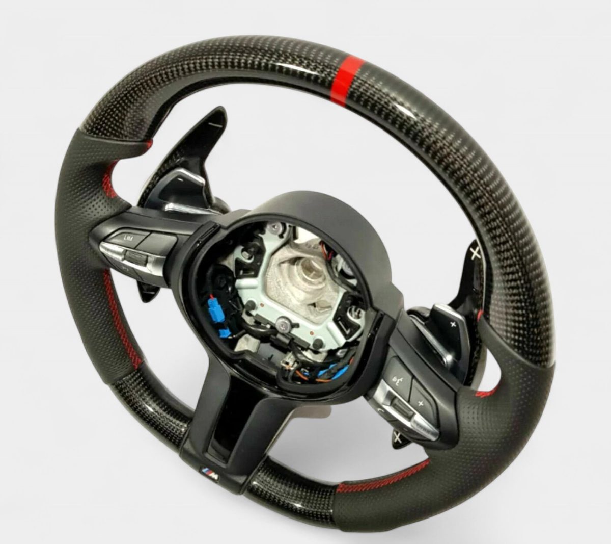 BMW F30 carbon flat bottom steering wheel paddle shifts
